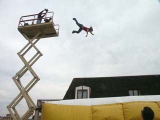 jumping from the scissor lift